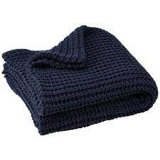 Afghan throw knit blanket vintage blue hand made ripple pattern 74 x 60. Indigo Navy Chunky Knit Throw Knitted Throws Chunky Knit Throw Dark Blue Throw Blanket