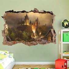 Harry Potter Hogwarts Castle 3d Smashed Wall Decal Broken Wall Sticker Break Wall Wall Decals Harry Potter Hogwarts Castle