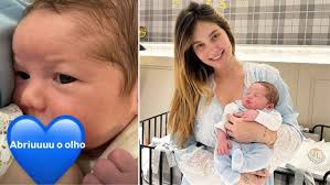 Virginia Fonseca mostra primeiro foto de José Leonardo com os olhos abertos