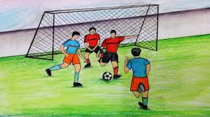 How To Draw Scenery Of Playing Football Step By Step Easy Draw Youtube Next, sketch out the outlines of the neck and torso.