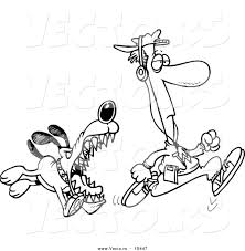 This cat in the picture can be pretty easy for your kid to color. Vector Of A Cartoon Dog Chasing An Anaware Runner Coloring Page Outline By Toonaday 15447