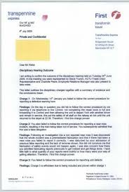 As you are writing against the manager, make sure to direct the letter to the right person. Disciplinary Hearing Outcome Letter Transpennine Express Conspiracy