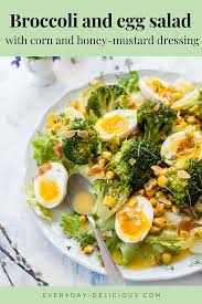 Broccoli Egg Salad With Corn And Honey Mustard Dressing Egg Broccoli And Sweet Corn Are The Pe Best Salad Recipes Healthy Salad Recipes Chicken Salad Recipes
