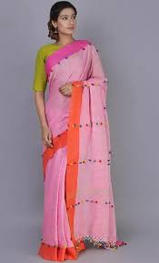 5) cantaloupe blouse with orange saree. 20 Stunning Shades Of Pink Sarees That Will Mesmerise You