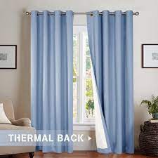 20 One Panel Grommet Top 95 Length Amazon Com Room Darkening Thermal Backed Curtains F Living Room Drapes Curtains Living Room Blue Curtains For Bedroom