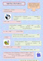 Simple past, dialogue 4 description: English Worksheets Dialogue Past Simple Past Continuous