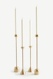 Brushed gold metal contemporary pillar candleholder. Brass Candleholder Cone Brass Candle Brass Candle Holders Skinny Candle Holders