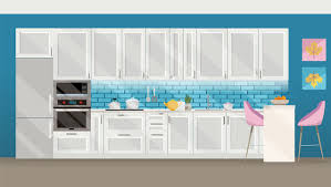 Home basics turquoise collection 6 cup steel mug tree holder stand with rounded silver ends. Flat Modern Interior Kitchen Room In Turquoise Tones Kitchen Utensils And Appliances In The Background Tiles Casserole Kettle In Kitchen Set With Built In Table Flat Isolated Cartoon Illustration Stock Vector Adobe