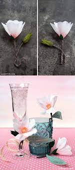Paper Magnolia Napkin Rings Glass Decor Lia Griffith Paper Flowers Diy Paper Flower Patterns Paper Flowers