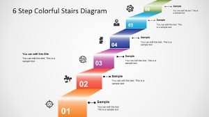 6 step colorful stairs diagram for powerpoint