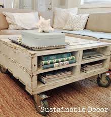 This is another amazing model of pallet coffee table made safely by stacking two pallets in bottom to bottom arrangement. Sustainable Decor Upcycled Pallet Coffee Table Pallet Furniture Bedroom Diy Pallet Furniture Sustainable Decor