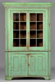Early Ohio Corner Cupboard Walnut Primary Poplar Secondary In The Original Seafoam Green Paint One Piece Construct Corner Cupboard Cupboard French Cupboard