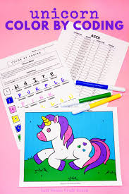 Coloring pages fun math sheets math puzzles math games dot to dot mental math mental math decimals coloring worksheets. Color By Coding Unicorn Coloring Page Left Brain Craft Brain
