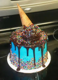 Birthday Cake Ice Cream Recipe Blue Bell Chocolate Drip Ice Cream Cone Cake Blue Sprinkles Birthday Cake Sprinkles Birthday Cake Cool Birthday Cakes Cake