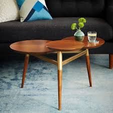 Guanacaste wood top in blonde finish. Clover Coffee Table Walnut Antique Brass West Elm