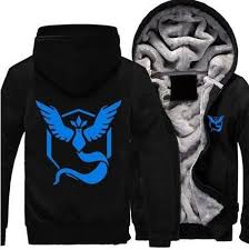 Pokemon Go Team Mystic Blue Bird Symbol Anime Cool Hooded Jacket Otaku Love Anime Mens Sweatshirts Hoodie Mens Sweatshirts Pokemon Go Team Valor
