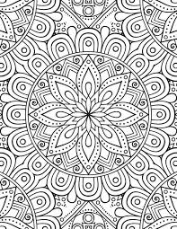 Dessin mandala à imprimer à bordure dentelée, aux cercles concentriques et aux motifs orientaux répétitifs. Artherapie Ca