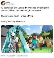 Hatsune Miku Created Minecraft Know Your Meme