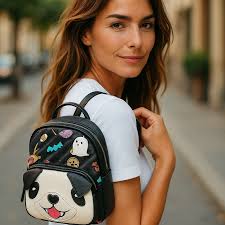 Betsey Johnson Mini Backpack Womens Black Halloween Dog Face Print XO  Baybee NWT