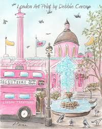 Personalized Girls Name Pink London Double Decker Bus Print Etsy British Art Nursery Art Prints Personalized Wall Art