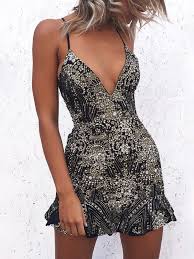 Shiny Deep V Crisscross Open Back Mini Dress Fashion Clothes For Women Fancy Dresses