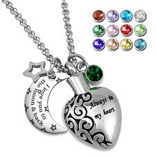 Youfeng Urn Necklaces For Ashes Always In My Heart Love You To The Moon And Back 12 Birthstones Styles Necklace We Do H Urn Necklaces Ashes Jewelry Necklace