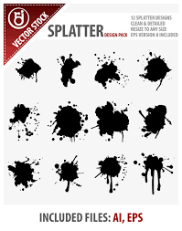 Splatter Design Pack Splatter Brushes Design Illustration
