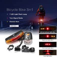 Bicycle light with horn and signal lights. 3 In 1 Bike Bicycle 7 Led Turn Signal Brake Light Lamp Cycling Horn Bell Safety Warning Tail Light Wish