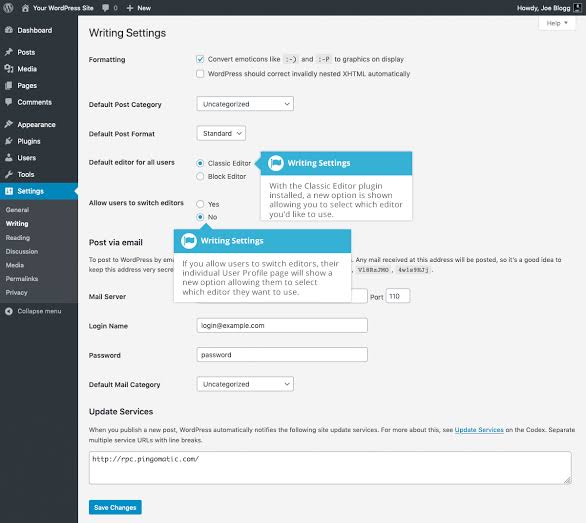 Configuring editor routing in Writing Settings, AI generated