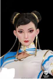 Star Man 1/6 MS-011 Female Fighter Chun-Li Blue Cloud Patterned White  Cheongsam