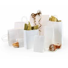 white gift bags with handles in bulk