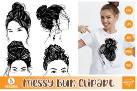 Messy Bun Hair Clipart Bundle Messy Bun Svg Messy Hair Svg 1411873 Illustrations Design Bundles