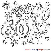 Happy 60 birthday coloring page. Birthday Coloring Pages