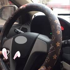 28 79 Floral Lv Pu Leather Auto Car Steering Wheel Covers 15 Inch 38cm Coffee Steering Wheel Cover Car Steering Wheel Cover Girly Car Accessories