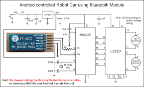 7812 for providing 12v supply for the operation of relays and 7805 for the operation of the rest of the circuit. Robot Robo Car Tilt Control Android Mobile Bluetooth Remote Project Using 89c2051 Microcontroller And Hc 05 Bluetooth Module