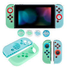 Eeekit Cover Protector Silicone Skin Anti Slip Case With 4 Analog Thumb Caps Joystick Thumbstick Button For Nintendo Switch Animal Crossing Joy Con Blue Gree In 2021 Nintendo Switch Animal Crossing