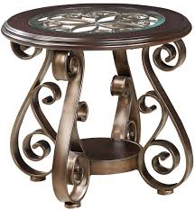 Wood top end table with metal legs. Bombay Old World End Table By Standard Furniture Glass Top End Tables Standard Furniture Round Wood Coffee Table