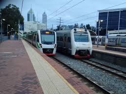 The Transwa Australind Dmu Is Seen Passing A Suburban Transperth B Series Suburban Train High Speed Rail