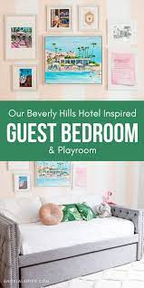 Our Beverly Hills Hotel Inspired Playroom Tour Playroom And Guest Room Playroom And Guest Room Combo Playroom Guest Room Combo