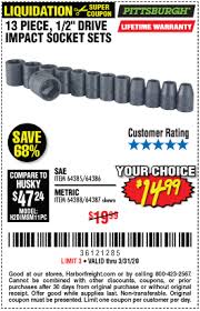 Pittsburgh 1 2 In Drive Metric Impact Socket Set 13 Pc For 14 99 In 2020 Socket Set Impact Sockets Impact Socket Set