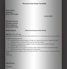 Cover letter templates to get you hired. Resume Cover Sheet Template Graphics And Templates