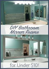 Diy Bathroom Mirror Frame Cheap Easy Do It Yourself Mirror Makeover Blue Wood Stain Whi Bathroom Mirrors Diy Bathroom Mirror Frame Diy Bathroom