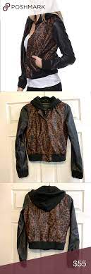 Cheetah Print Faux Leather Jacket By Obey Leather Jacket With Hood Leather Jacket Faux Leather Hooded Jacket