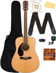 Amazon.com: Fender CD-60S Solid Top Dreadnought Acoustic Guitar, Left Handed  - Natural Bundle with Gig Bag, Tuner, Strap, Strings, Picks, Austin Bazaar  Instructional DVD, and Polishing Cloth : Musical Instruments