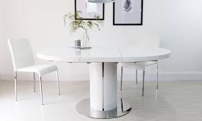 Federico white high gloss round (oval) extending dining table. Round Gloss Extending White Dining Table From Danetti