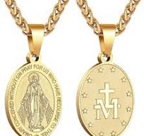RS Virgin Mary Necklace for Men Boys Miraculous Medal Stainless Steel Mary  Mother of God Pendant Mary Charm, Stainless Steel, No Gemstone : ...