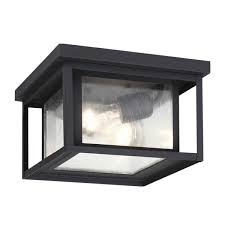 Diego 13 inch 2 light led outdoor flush mount by nuvo lighting. Sea Gull Lighting Hunnington 16 25 In W Black Outdoor Flush Mount Light 78027 12 Rona