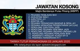 Selamat hari lahir buat warga kuantan yang lahir. Jawatan Kosong Majlis Bandaraya Pulau Pinang Mbpp Januari 2020