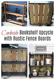 Upcycled Rustic Bookshelf With Rough Sawn Fence Board Back Rustic Furniture Stores Rustic Bookshelf Upcycle Bookshelf