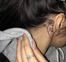 Rose Tattoo Girl Neck Tattoos Neck Tattoos Women Behind Ear Tattoos